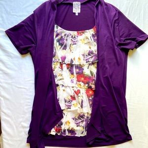 Floral blouse with attached jacket